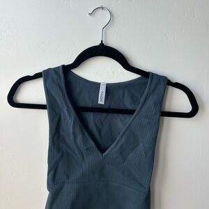Nooki Ribbed V-Neck Tank Top in Blue